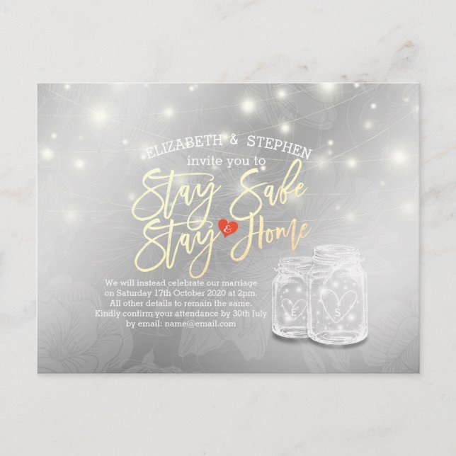 Cartão Postal De Anúncio Permaneça Em Casa Esteja Em Segurança Adiamento De (Frente)