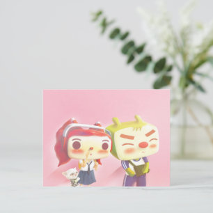 Cartão Postal De Anúncio Personagens Caprichosos com Gato