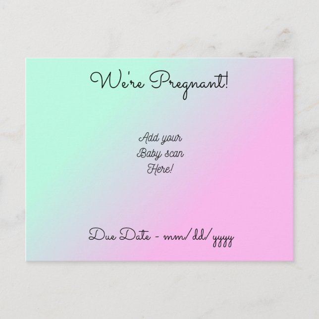 Cartão Postal De Anúncio Personalizado estamos grávidos (Frente)