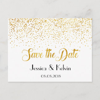 Cartão Postal De Anúncio Personalizar Faux Gold Foil Confetti Pontos Salva
