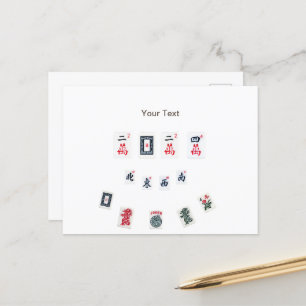 Cartão Postal De Anúncio Personalize os azulejos MahJong - Símbolos design