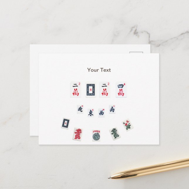 Cartão Postal De Anúncio Personalize os azulejos MahJong - Símbolos design (Frente/Verso In Situ)