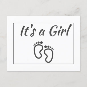 Cartão Postal De Anúncio Pés de Bebê Menina Moderno Minimalista Branco Nasc