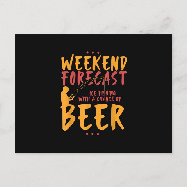 Cartão Postal De Anúncio Pesca com Isca & Pesca no Gelo Com Cerveja (Frente)