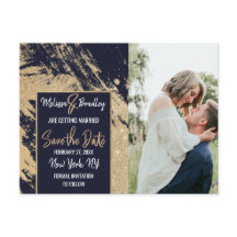 Pinceladas Douradas e Azul Marinho com Brilho Save