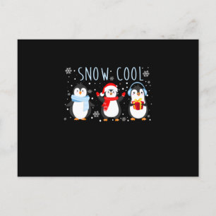 Cartão Postal De Anúncio Pinguim Legal na neve Natal