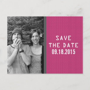 Cartão Postal De Anúncio Pink Binary Code Photo Save the Date Postcard