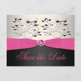 Cartão Postal De Anúncio Pink, Black e Silver Salvem Cartão-Postal de Data