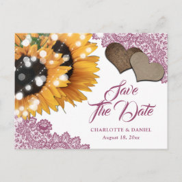 Cartão Postal De Anúncio Pink Sunflower Wedding Save The Date Postcard