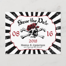 Cartão Postal De Anúncio Pirata de Grunge do Rosa do gótico Salve a Data