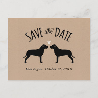 Cartão Postal De Anúncio Pit Bull Silhouettes Casamento Salvar Data