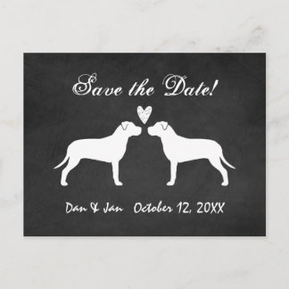 Cartão Postal De Anúncio Pit Bull Terriers Casamento Salve a Data