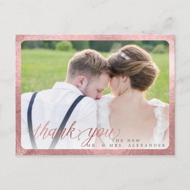 Cartão Postal De Anúncio PixDezines Agradecimento de Casamento Script Diver (Frente)