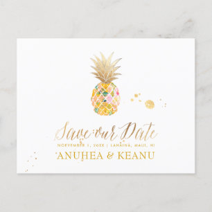 Cartão Postal De Anúncio PixDezines Aloha Abacaxi/Rosa Choque/Guardar a Dat