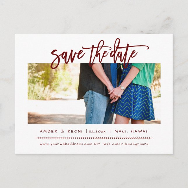 Cartão Postal De Anúncio PixDezines Borgonha Moderno Pincel Script (Frente)