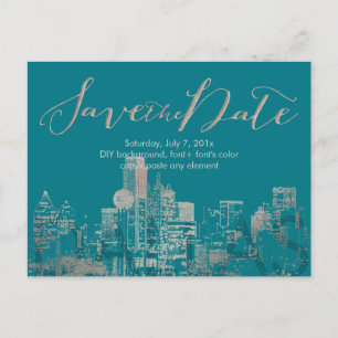 Cartão Postal De Anúncio PixDezines/Data de Salvamento/Faux Silver/Dallas S