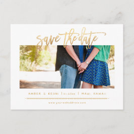 Cartão Postal De Anúncio PixDezines Falso Ouro Moderno Script de Pincel