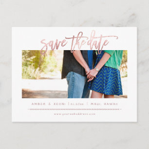 Cartão Postal De Anúncio PixDezines Faux Rose Gold Modern Brush Script