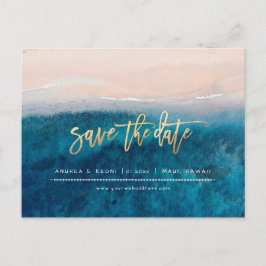 Cartão Postal De Anúncio PixDezines Praia Falso Ouro Moderno Script Pincel