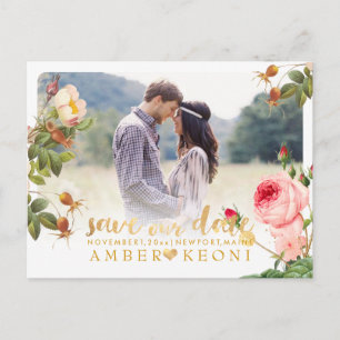 Cartão Postal De Anúncio PixDezines Rosas Antigas Salve a Data