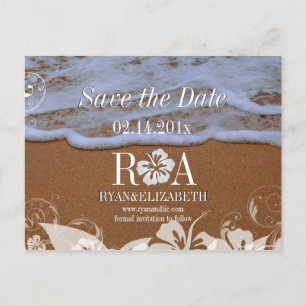 Cartão Postal De Anúncio PixDezines salva data praia+ondas