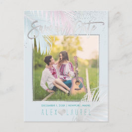 Cartão Postal De Anúncio PixDezines Salvar Data/Palmas/Platinum+Aqua