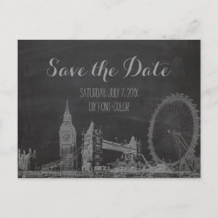 Cartão Postal De Anúncio PixDezines/save date/quadro-negro/londres esboçado