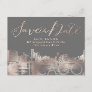 Cartão Postal De Anúncio PixDezines/Save Date/Rose Gold/Chicago Lakeshore