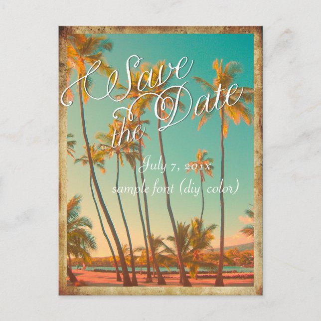 Cartão Postal De Anúncio PixDezines/save the date/havaí antigo (Frente)