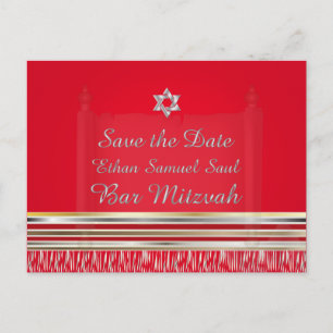Cartão Postal De Anúncio PixDezines TALLIT/RED/MITZVAH SALVAR DATA