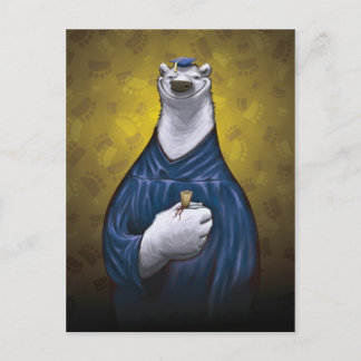 Cartão Postal De Anúncio Placa de Posto de Graduação do Urso Polar Azul