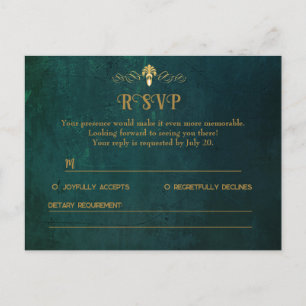 Cartão Postal De Anúncio Placa RSVP Verde Vintage Dark