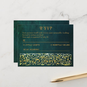 Cartão Postal De Anúncio Placa RSVP Verde Vintage Dark
