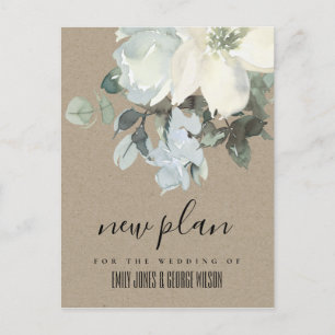 CARTÃO POSTAL DE ANÚNCIO PLANO DE NOIVA KRAFT IVORY BRANCO FLORAL BUQUÊ NOV