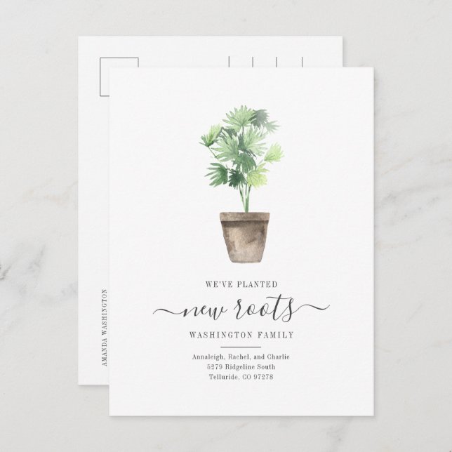 Cartão Postal De Anúncio Planta Boho Mudamos Mudança de Endereço (Frente/Verso)