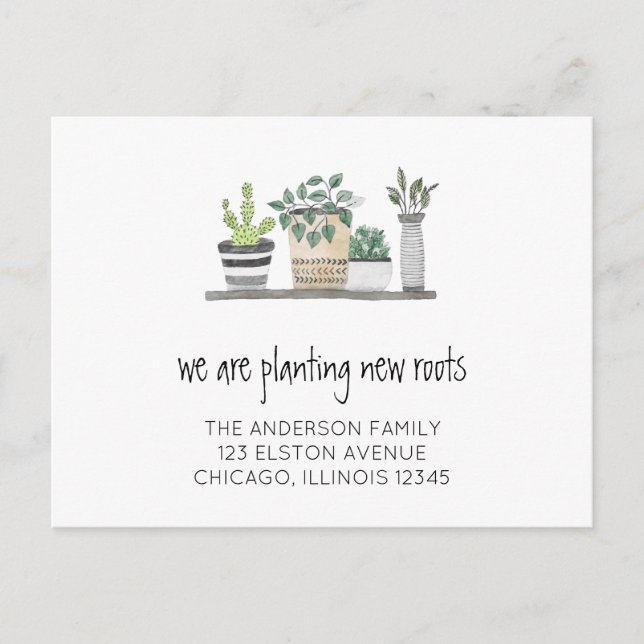 Cartão Postal De Anúncio Plantando Novas Raízes Novo Endereço Mudança (Frente)