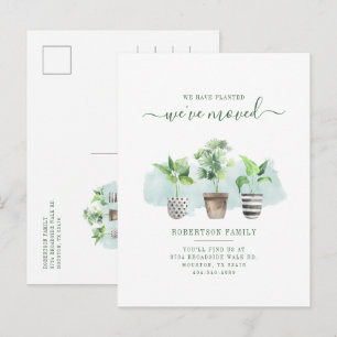 Cartão Postal De Anúncio Plantas Boho Indoor Novas Raízes Mudança de Endere