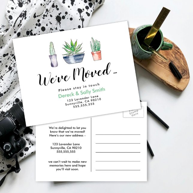 Cartão Postal De Anúncio plantas de cacto Mudança de endereço que movemos (Criador carregado)