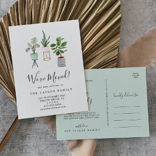 Cartão Postal De Anúncio Plantas de Casa em Vasos que Mudamos de Endereço
