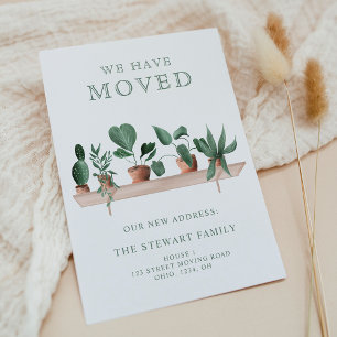 Cartão Postal De Anúncio Plantas de casa prateleira aquarela mudança de cas
