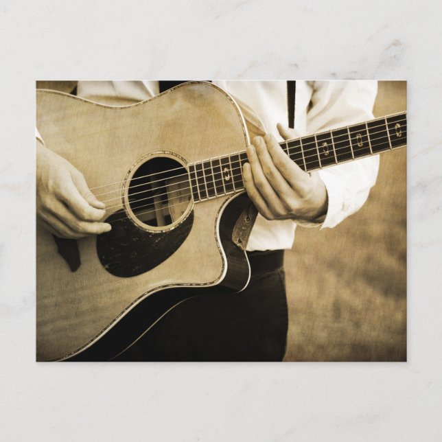 Cartão Postal De Anúncio Player de guitarra (Frente)