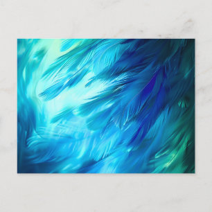 Cartão Postal De Anúncio Pluma Abstrata Azul Verde