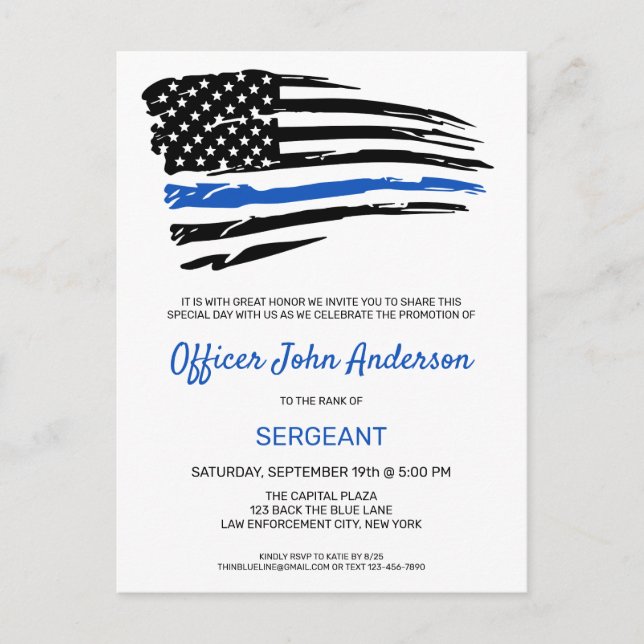 Cartão Postal De Anúncio Policial de promoção Thin Blue Line Party  (Frente)