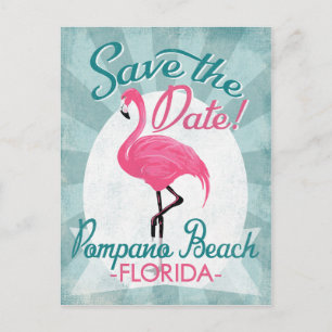 Cartão Postal De Anúncio Pompano Beach Salva O Flamingo Rosa