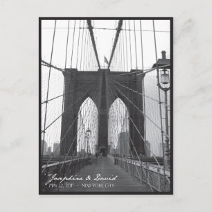 Cartão Postal De Anúncio Ponte do Brooklyn em Nova York Salva a Data