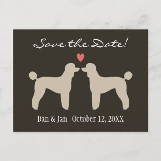 Cartão Postal De Anúncio Poodles Padrão Casamento Salve a Data