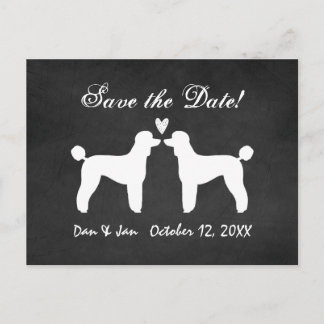 Cartão Postal De Anúncio Poodles Padrão Quadro-negro Casamento Salve a Data