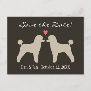 Cartão Postal De Anúncio Poodles Toy Casamento Salve a Data
