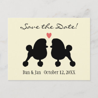 Cartão Postal De Anúncio Poodles Toy Pretos Elegantes Casamento Salve a Dat