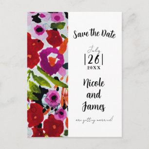 Cartão Postal De Anúncio Pop de Cores Negrito Cores-Vazias Guardar Data